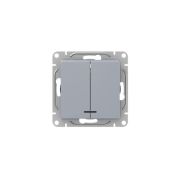Выключатель 2-кл. СП Эпика с подсветкой механизм алюм. EKF UP1-SWA-24