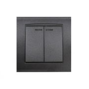 Выключатель 2-кл. СП Бриллиант 10А IP20 с подсветкой в сборе графит Universal 7947410-Gr