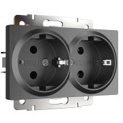 Розетка СУ 2-м Веркель (мех.) с/з графит риф. WL04-SKG-02-IP20
