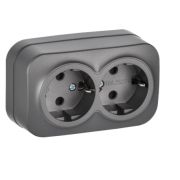 Розетка ОУ 2-м с/з GLORY РС22-3-ХСм 16А ИЭК сталь