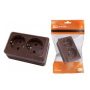 Розетка ОУ 2-м с/з 16А ТДМ Ладога бук