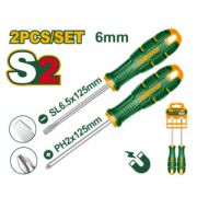 Набор отверток 2шт (SL6,5*125мм,PH2*125мм) S2 JADEVER JDSSA402