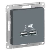 Розетка СУ 2-м Атлас (мех.) USB грифель (733)