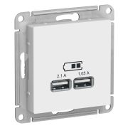 Розетка СУ 2-м Атлас (мех.) USB белый (133)